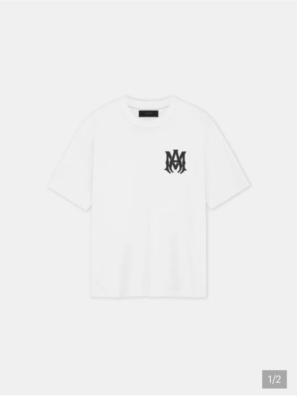 AMIRI White Short-Sleeve T-Shirt with Black Chest Logo